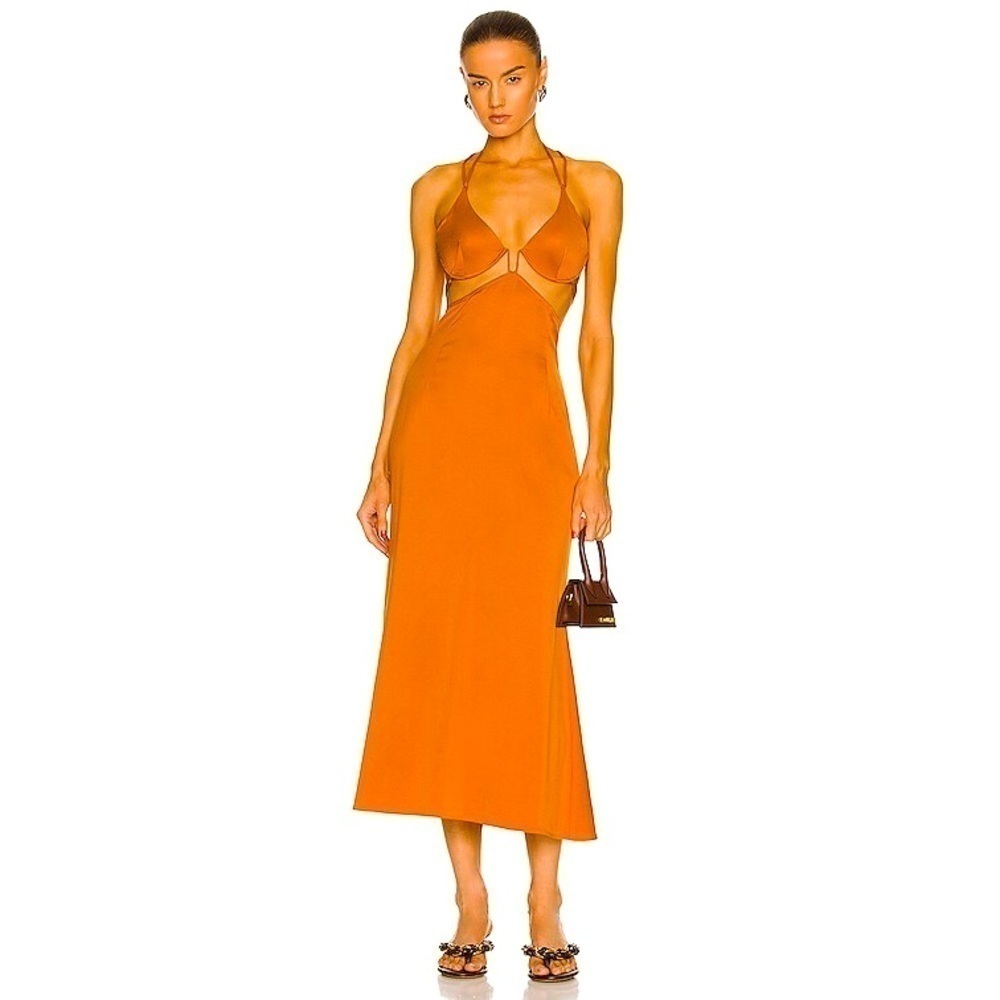 NWT CULT GAIA Kisha Cut Out Crepe Maxi Dress Ginger XL